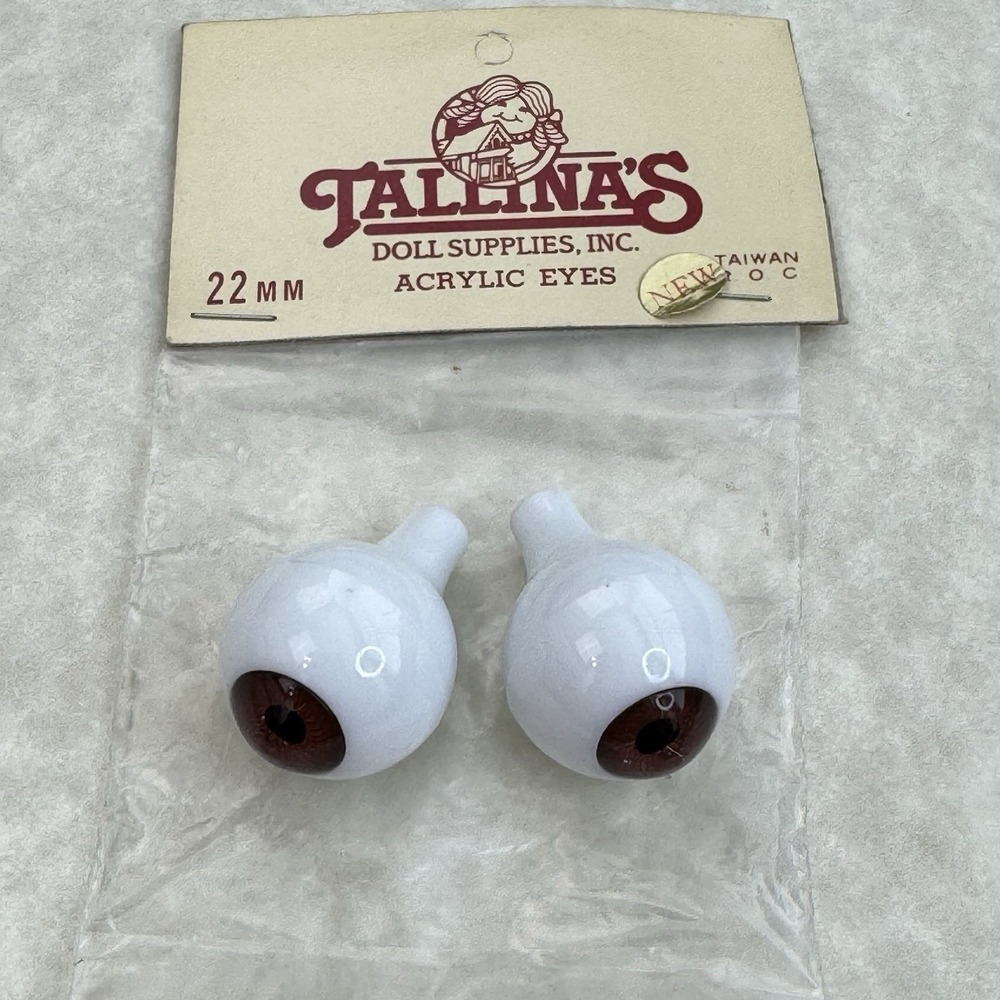 Tallinas Doll Eyes 22mm Acrylic Brown Iris - White Sclera New Doll Supplies